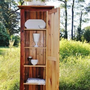 Tall slender Chimney Cupboard reclaimed local white pine