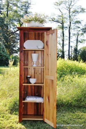 Tall slender Chimney Cupboard reclaimed local white pine